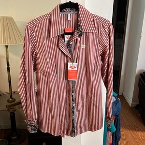 Womens cinch button down shirt